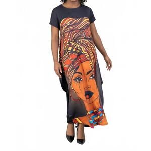 NEW KARA CHIC face maxi length elegance dress in black multi